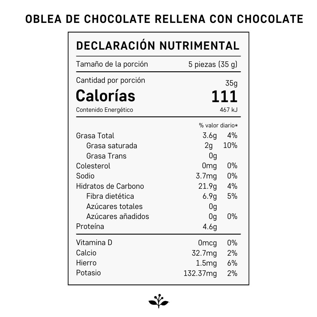 Obleas de Chocolate rellena de Chocolate sin azúcar 35g